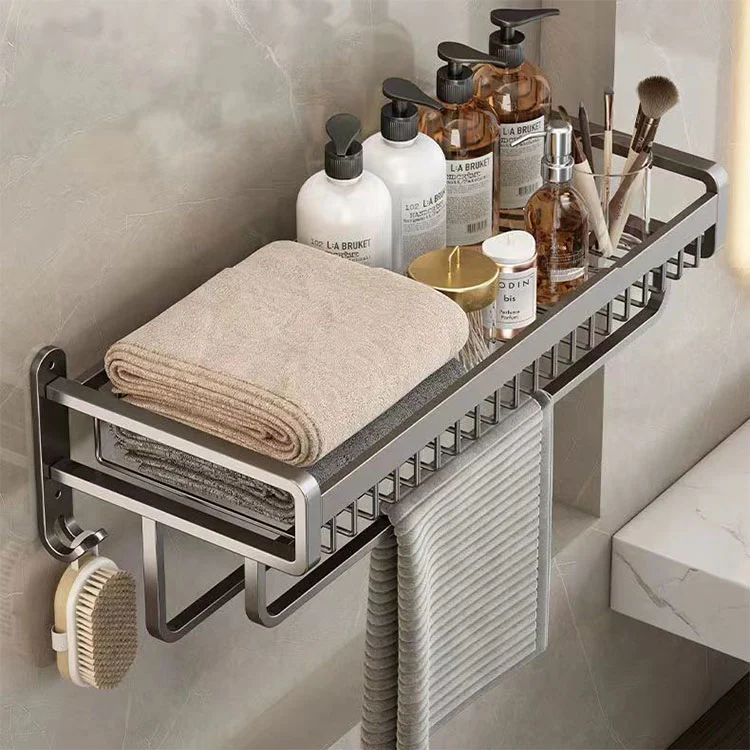 Suport pentru prosoape montat pe perete din metal fără găurire